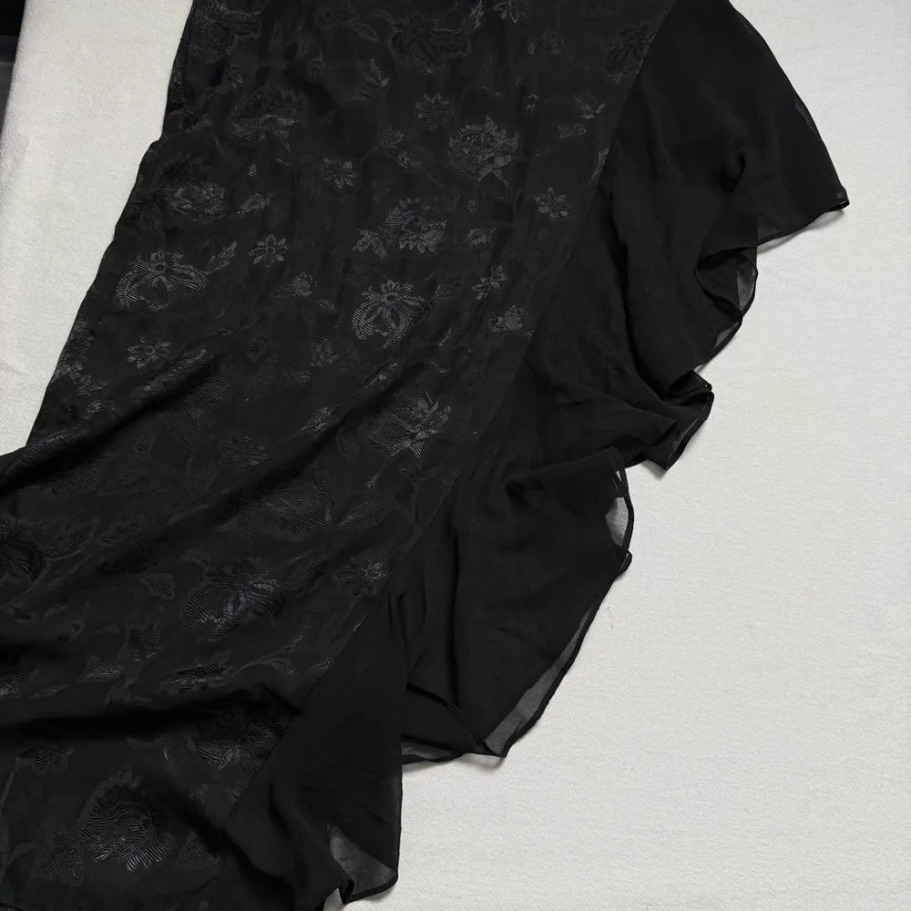 Urban Outfitters Tierra Chiffon Cowl Neck Asymmetrical Midi Black Dress Y2K M - Picture 9 of 15